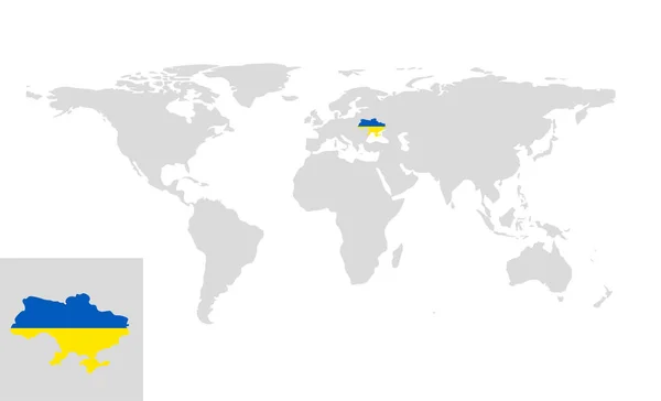 Ukraine World Map Ukrainian Flag Vector Illustration — стоковий вектор