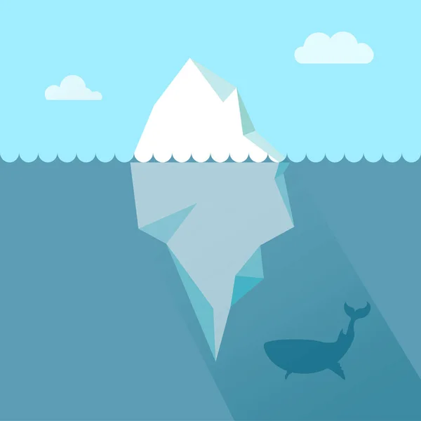 Grand Iceberg Flottant Dans Océan Avec Une Énorme Partie Sous — Image vectorielle