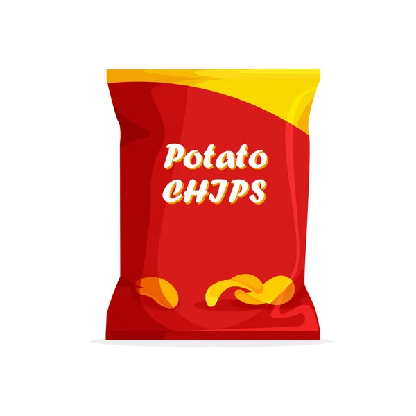 Burgonyaszirmok Tervezése Crisps Csomagolási Sablon Elkülönített Zsákok Fehér Háttérrel Alkalmazkodási — Stock Vector