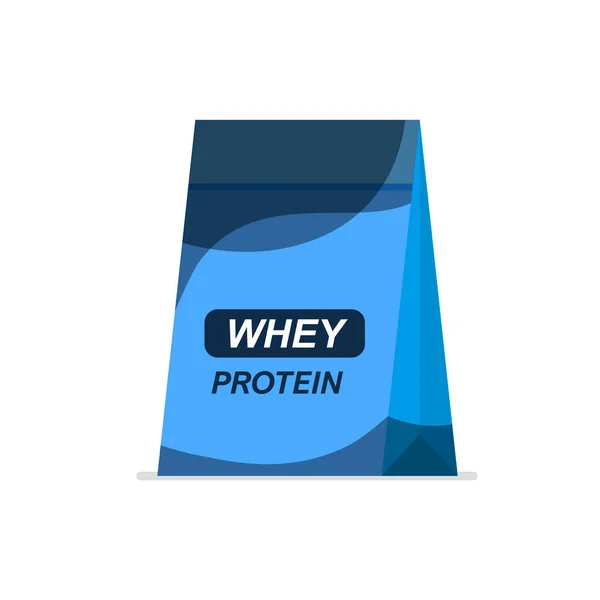 Pacchetto Proteine Del Siero Energia Cibo Nutrizionale Stile Piatto Alla — Vettoriale Stock