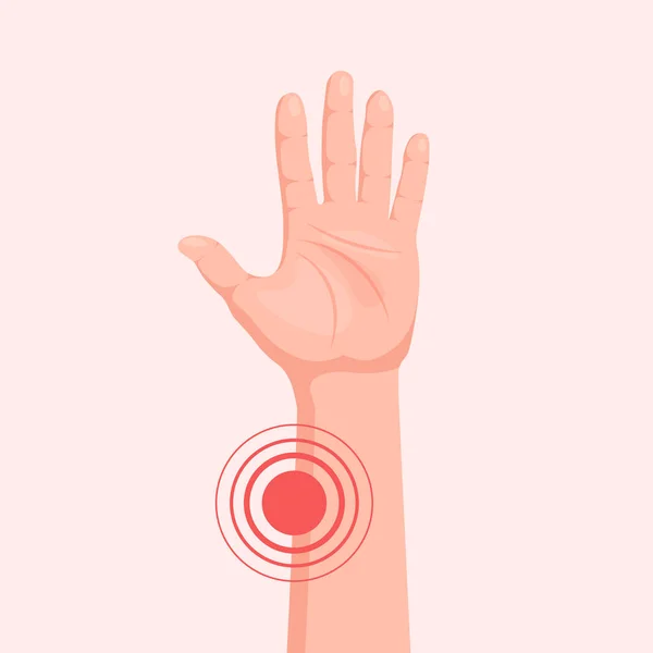 Pain Hand Painful Injury Human Anatomy Vector Illustration Trendy Flat — Stockvector