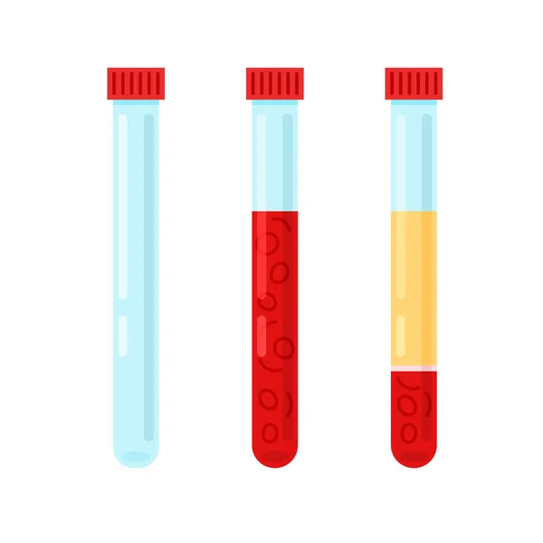 Set Medical Test Tube Blood Plasma Mesotherapy Bloody Components Vector —  Vetores de Stock