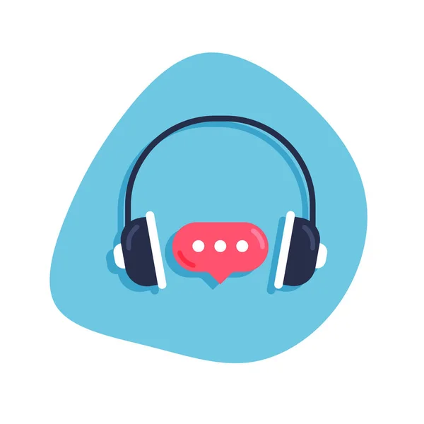 Online Chat Support Virtual Help Service Concept Headphones Logo Vector — Image vectorielle