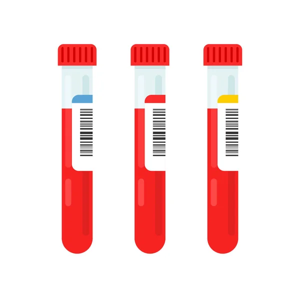 Set Medical Test Tube Blood Barcode Mesotherapy Bloody Components Vector — Stockvektor