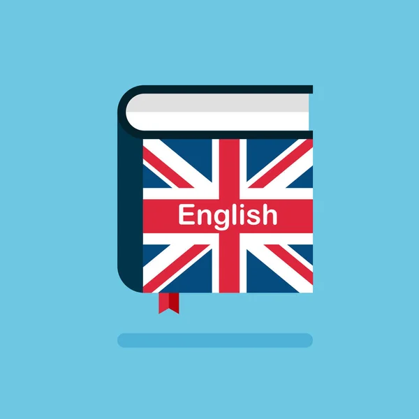 Ngilizce Sözlük Simgesi Üzerinde Büyük Britanya Bayrağı Olan Ciltli Bir — Stok Vektör