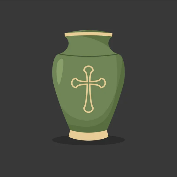 Flat Design Urn Ashes Cremation Funeral Urn Dust Burial Dead — Wektor stockowy