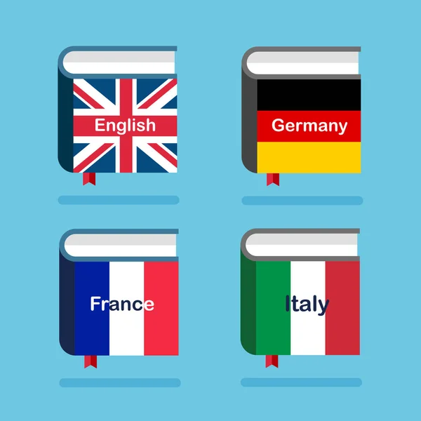English Germany France Italy Dictionary Icon Hardcover Book Great Britain — Stok Vektör