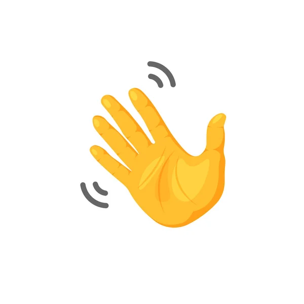 Waving Yellow Cartoon Hand Greeting Goodbye Gesture Icon Web Sticker — Image vectorielle