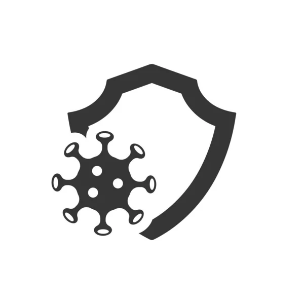 Virus Bacteria Protection Covid Stop Shield Icon Vector Illustration Isolated — Διανυσματικό Αρχείο