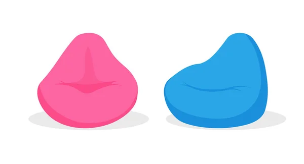 Blue Pink Beanbag Trendy Flat Style Pouf Furniture Icon Soft — ストックベクタ