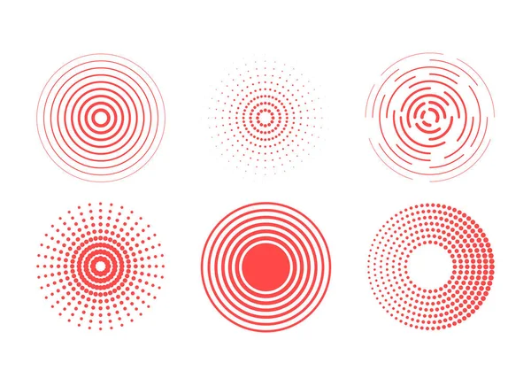 Identification Process Abstract Background Red Rings Sound Wave Line Points — Vector de stock