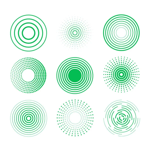 Процесс Идентификации Абстрактный Фон Зеленые Кольца Звуковой Волны Линии Точками — стоковый вектор