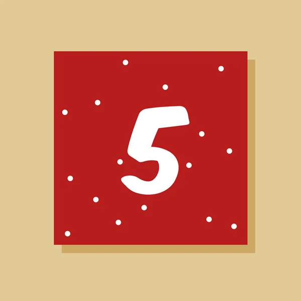 ベクトルクリスマスの到来カレンダー 12月5日の日付の冬の休日のポスター かわいい日の装飾 スノーフレークの背景 — ストックベクタ