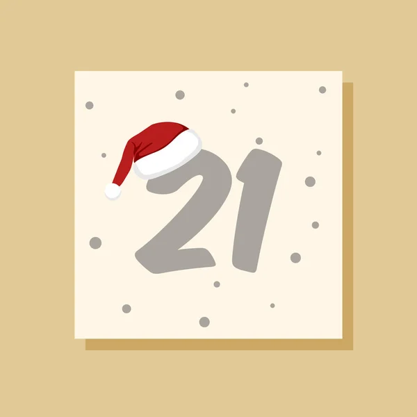 Calendário Advento Natal Vetorial Ícone Chapéu Pai Natal Cartaz Férias — Vetor de Stock