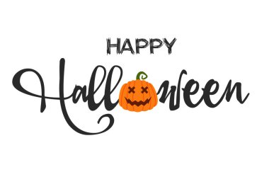 Korkunç balkabağı suratlı Cadılar Bayramı afişleriniz kutlu olsun. Beyaz arkaplanda izole edilmiş modayı gösteren vektör illüstrasyonu.