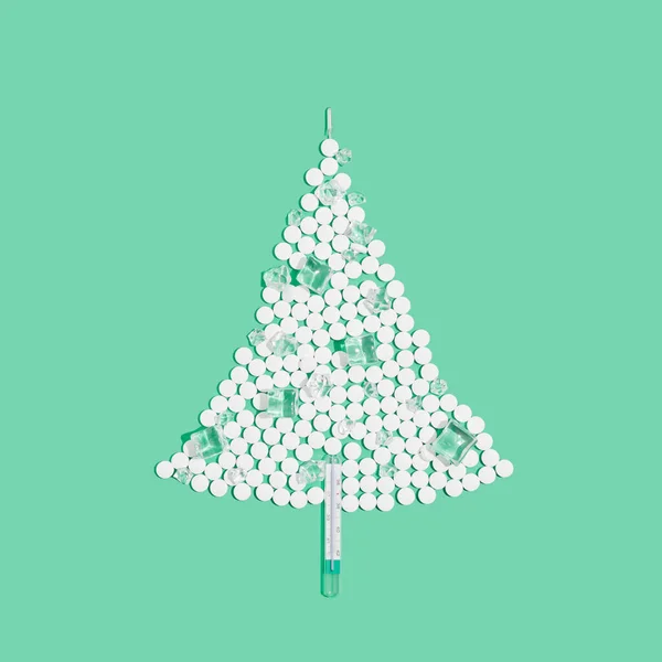 Kreatív Karácsony Újév Koncepció Egészségügyi Orvosi Gyógyszertári Kreatív Üdvözlőkártya Minimális — Stock Fotó