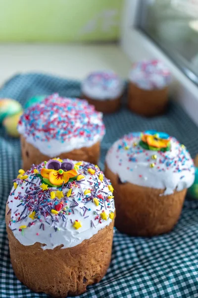 Easter Cakes Traditional Kulich Paska Easter Bread Traditional Easter Spring — Stock Photo, Image