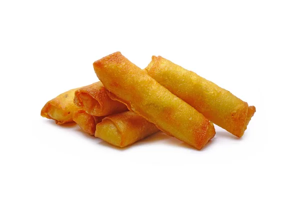 Spring rolls isolated on white background. Deep fried crispy spring rolls. Famous Traditional Chinese appetizers