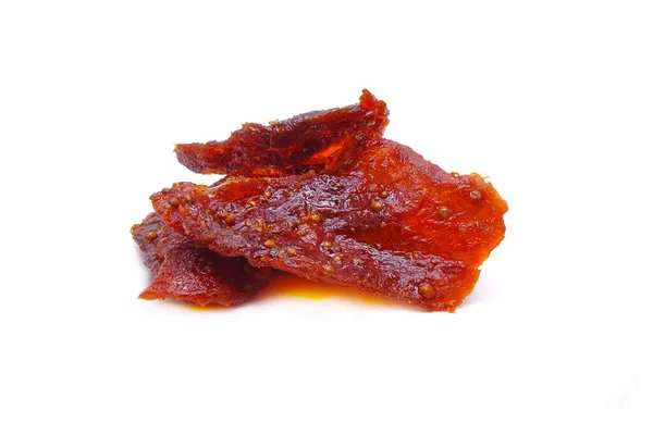 Beef Jerky Isolated White Background Thai Style Beef Jerky — Stock Photo, Image