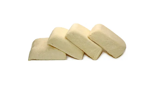 Tofu Isolerad Vit Bakgrund Traditionell Kinesisk Tofu Blockera Tofu Hård — Stockfoto