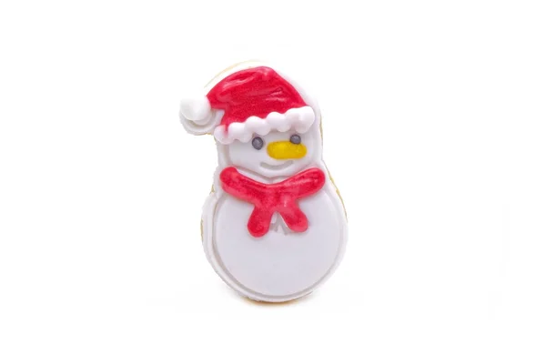 Kue Natal Snowman Diisolasi Dengan Latar Belakang Putih Snowman Kue — Stok Foto