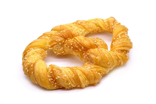 Cretzel Isolado Fundo Branco Cretzel Híbrido Pretzel Croissant Que Combina — Fotografia de Stock