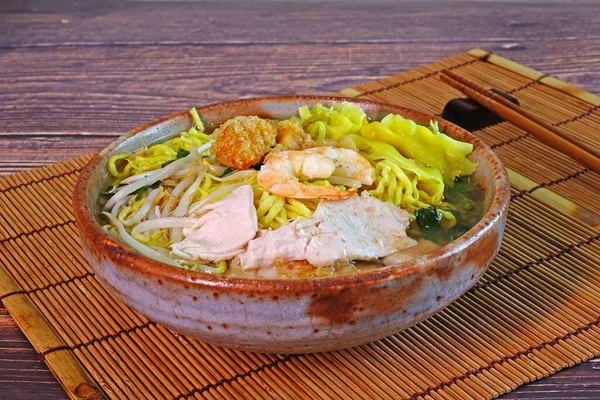 Hokkien Noedels Soep Garnalen Soep Noedels Beroemde Phuket Voedsel — Stockfoto
