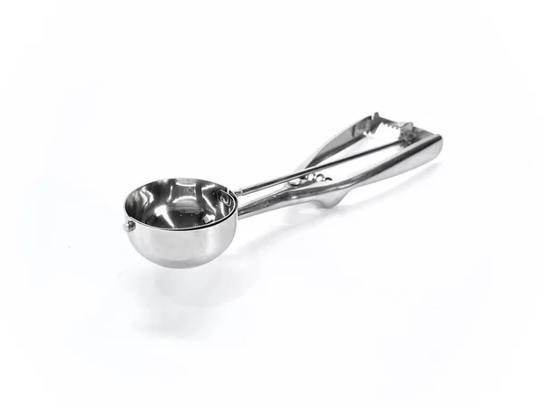Ice Scream Scoop Isolated White Background Stainless Steel Ices Cream — Stok fotoğraf
