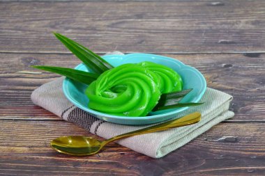 Pudding. Pandanus pudding, Thai sweet and delicious cold pudding, Thailand's traditional dessert                               