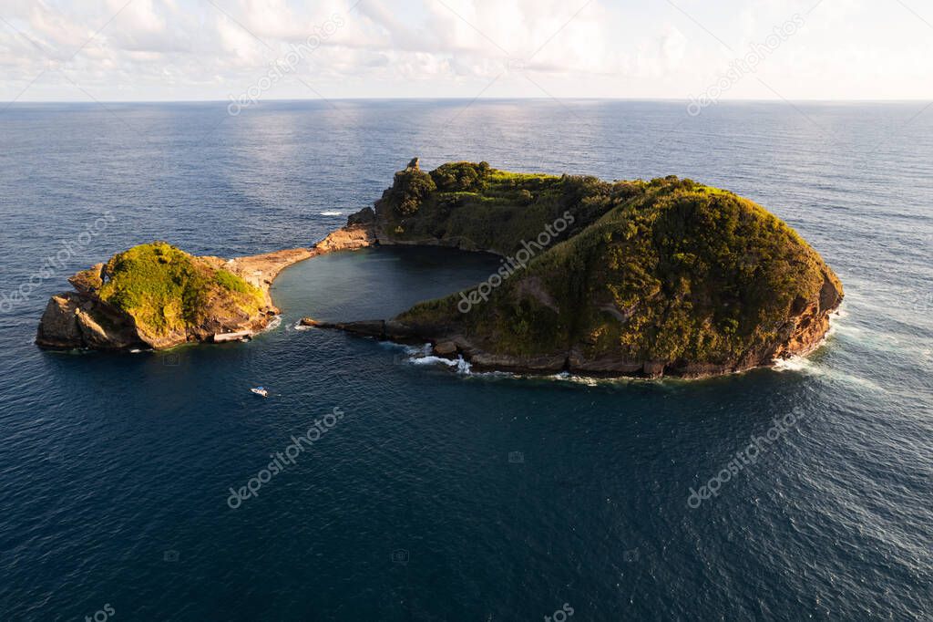 Breathtaking island in rippling sea