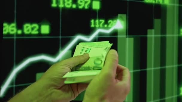 Obnovení Trhu Úspěšný Růstový Trend Růst Investic Směnného Kurzu Člověk — Stock video