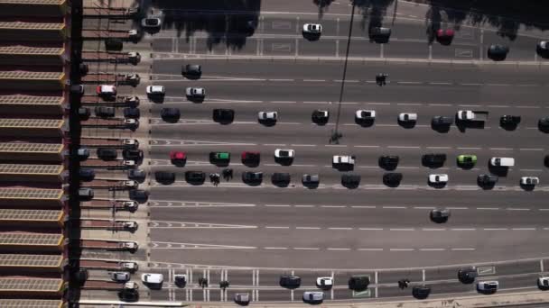 Aerial View Traffic Jam Tolls Highway Urban City Portugal Multiple — Stock Video