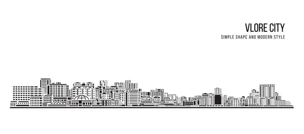 Stadtbild Gebäude Abstrakt Einfache Form Und Moderne Kunst Vektordesign Vlore — Stockvektor