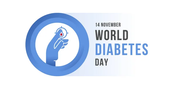 World Diabetes Day Banner Hand Focus Drop Blood Finge Universal — Stock Vector