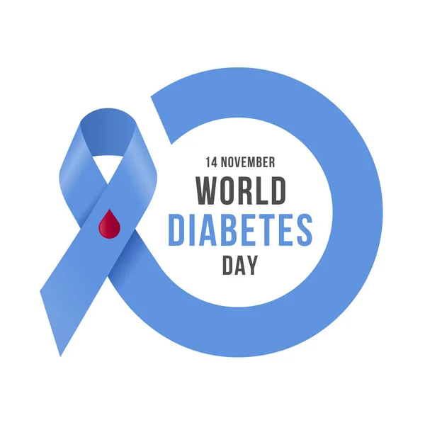 Queda Dia Mundial Diabetes Sinal Sangue Sinal Fita Azul Com — Vetor de Stock