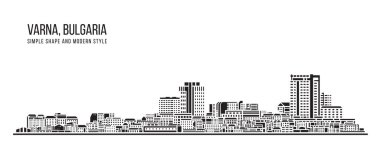 Şehir Binası Soyut Basit şekil ve modern tarz sanat vektörü tasarımı - Varna, Bulgaristan