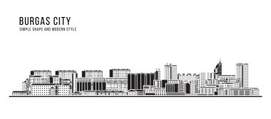 Şehir Binası Soyut Basit şekil ve modern tarz sanat vektörü tasarımı - Burgaz Şehri