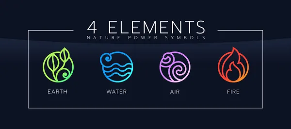 Elementy Symboli Mocy Natury Linii Śmiały Abstrakcyjny Okrąg Ziemi Wody — Wektor stockowy