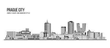 Şehir Binası Soyut Basit şekil ve modern tarz sanat vektörü tasarımı - Prag şehri