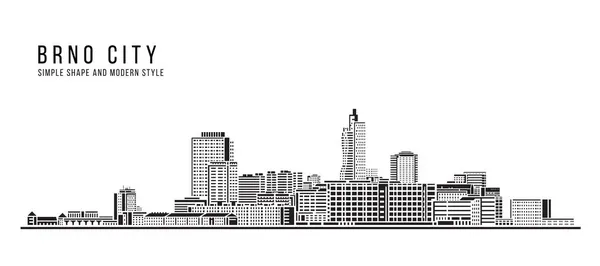 Cityscape Building Sammanfattning Enkel Form Och Modern Stil Konst Vektor — Stock vektor