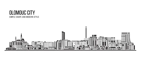 Cityscape Building Sammanfattning Enkel Form Och Modern Stil Konst Vektor — Stock vektor