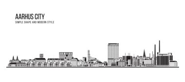 Şehir Binası Soyut Basit şekil ve modern tarz sanat vektörü tasarımı - Aarhus şehri