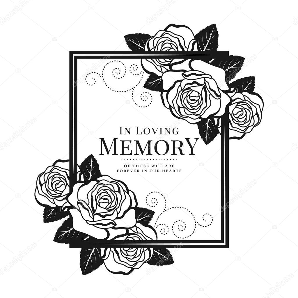 In loving memory of those who are forever in our hearts text in black frame with Rose conner vector design