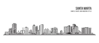 Şehir Binası Soyut Basit şekil ve modern tarz sanat vektörü tasarımı - Santa Marta