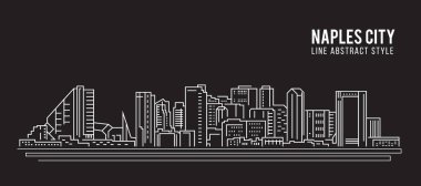 Cityscape Building Line Sanat Vektörü İllüstrasyon Tasarımı - Napoli Şehri