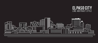 Cityscape Building Line Sanat Vektörü İllüstrasyon Tasarımı - El Paso Şehri