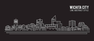 Cityscape Building Line art Vector Illustration design - Wichita city