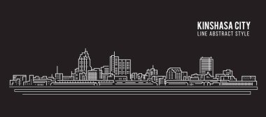 Cityscape Building Line Sanat Vektörü İllüstrasyon Tasarımı - Kinşasa Şehri