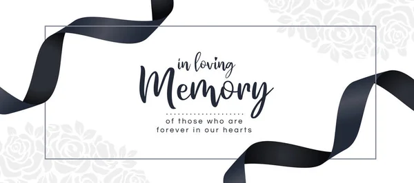 Loving Memory Those Who Forever Our Hearts Text Black Ribbon — Stock Vector