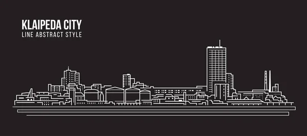 Cityscape Building Line Arte Vector Ilustração Design Klaipeda Cidade —  Vetores de Stock